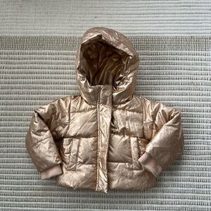 J.Crew Crewcuts Metallic Rose Gold Puffer Jacket Size 2 Toddler Winter Coat